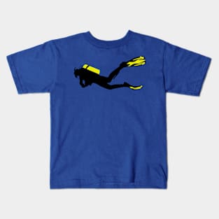 Sport stylized - diver with diver bottle and fins Kids T-Shirt